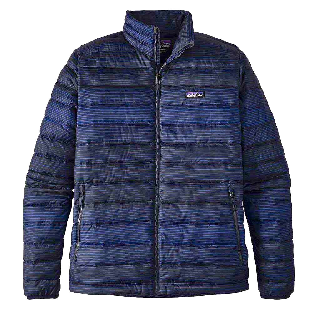 Patagonia Down Swester Jacket (Men's Distressed Stripe/Navy Blue) - Size Small